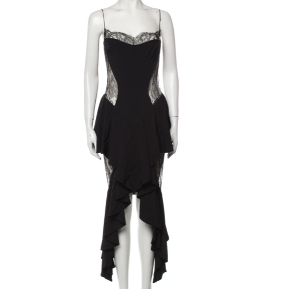 Alexandre Vauthier * Ruffle & Lace Cut-Out Long Sleeveless Dress * NEW * 70%OFF